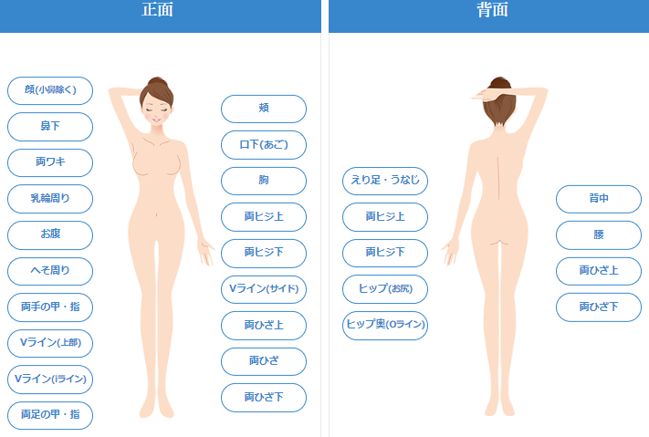 部位別脱毛の説明画像